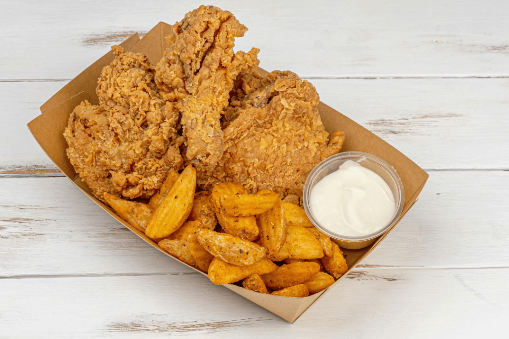 fried chicken on chicken coop