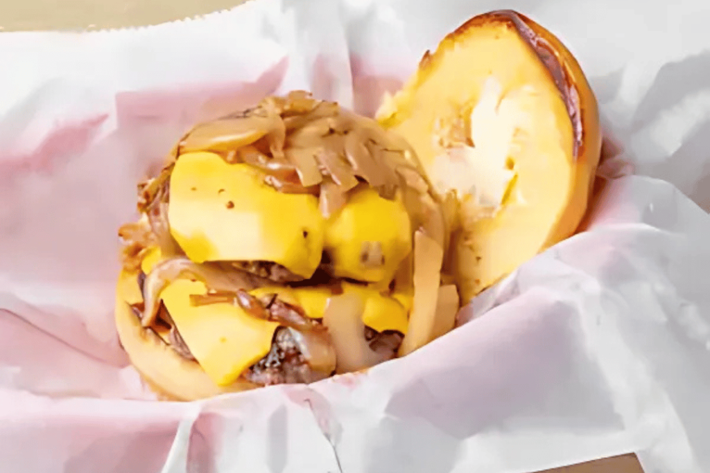 wisconsin butter burger on toasted bun